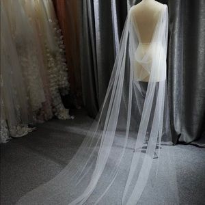 Glitter floor length cape bridal veil